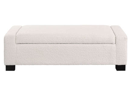 Textured Boucle Ottoman Bench With Hinged Lid For Seating And Storage - Beige