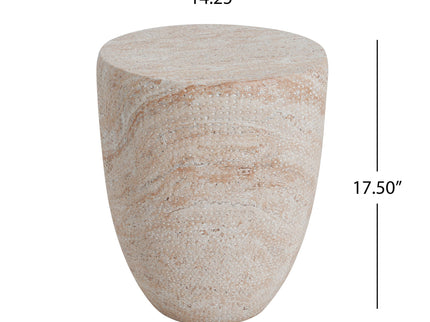 Outdoor / Indoor Lightweight, Concrete Side Table, Travertine - Beige