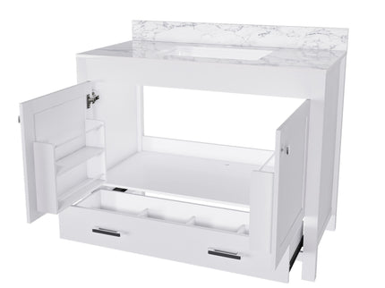 43" Bathroom Vanity, Multi Functional Cabinet - White