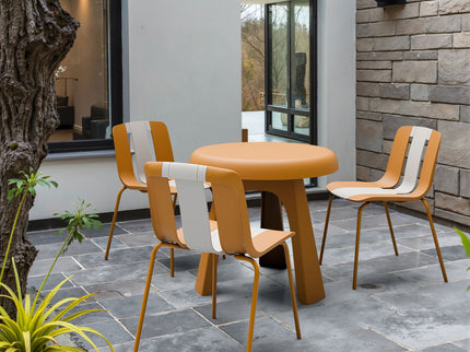 Modern Striped Blocking Single Chairs, Waterproof And Fade Resistant (Set of 4)