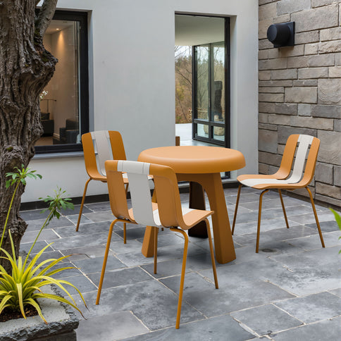 Modern Striped Blocking Single Chairs (Set of 4)