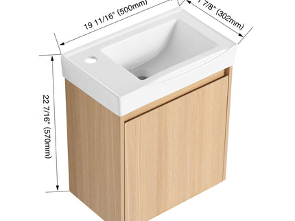 Modern Bathroom Vanity With Ceramic Basin, Wall Mounted Floating Sink Combo, Storage Cabinet