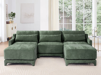 Stylish Sofa With Ottoman And Lumbar Pillows, Ergonomic Design