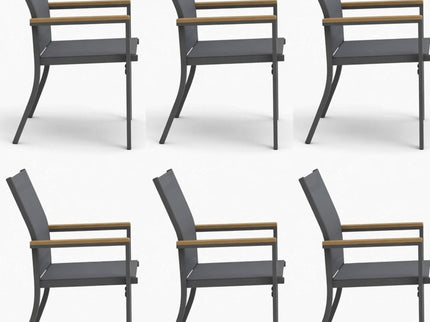 Outdoor Patio Chairs, Ergonomic (Set of 6) - Gray