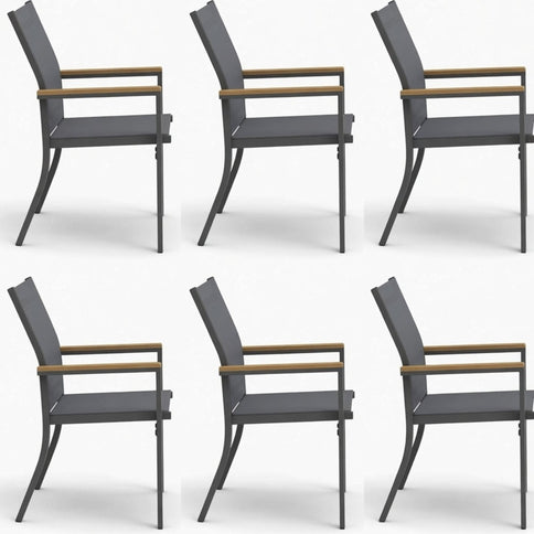 Outdoor Patio Chairs, Ergonomic (Set of 6) - Gray