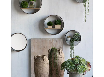 Farmhouse Round Metal Wall Planter (Set of 5) - Gray