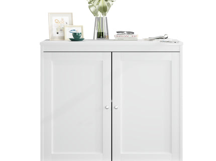Kitchen Storage Cabinet With Double Doors, Adjustable Shelves, Sideboard Buffet For Dining Room - White