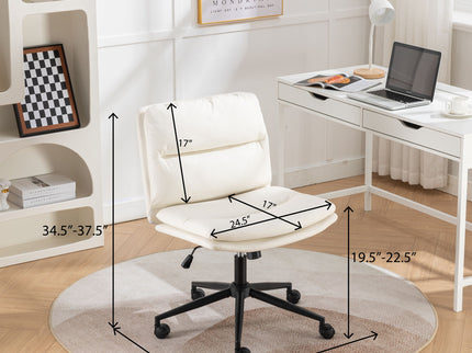 Bizerte - Adjustable Swivel Criss-Cross Chair, Wide Seat / Office Chair / Vanity Chair - White