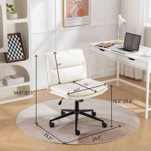 Bizerte - Adjustable Swivel Criss-Cross Chair, Wide Seat / Office Chair / Vanity Chair - White