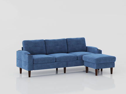 3 Seater Convertible Combination L Shaped Sofa With Footstools With Storage