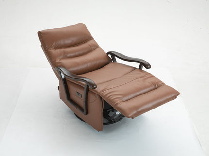 Swivel Rocker Recliner Power Glider Chair With Solid Wood Armrests, Extra Wide Reclining Sofa Chair Upholstered Living Room Single Sofa