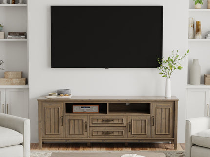 Lev - Handcrafted TV Media Stand - Smoky Brown