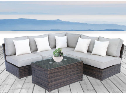 Comfortable Modern Patio Rattan Sectional Set With Cushions