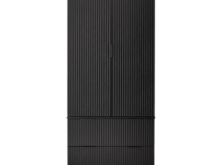 Fluted Kitchen Pantry Cabinet With 2 Large Drawers & 8 Door Spice Rack