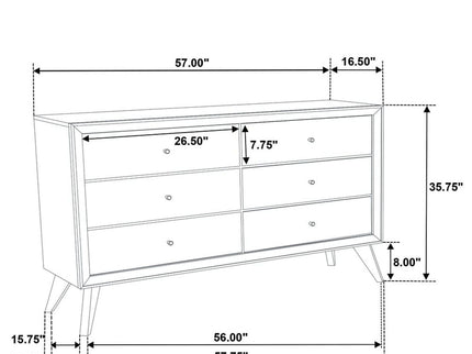 1 Piece Dresser With Angled Legs, Wave Texture And Round Knobs - White