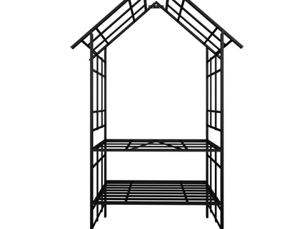 Garden Arch With Bench Turned Into Flower Stand Climbing Plants Support Outdoor - Black