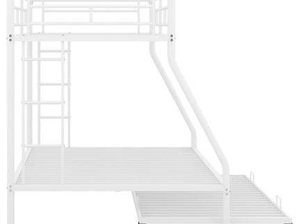 Bunk Bed With Steel Frame And Trundle, 2 Side Ladders
