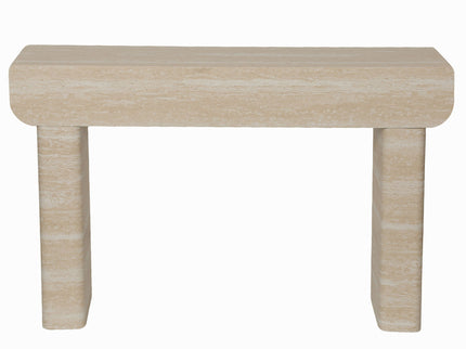 Entryway Table With 2 Hidden Handle Drawers For Entrance - Beige / Yellow