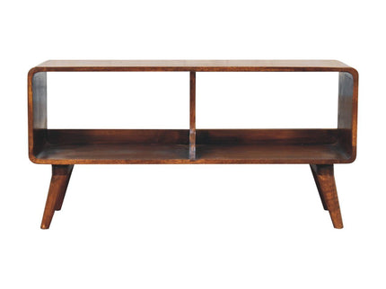 Curved Double Slot Media Unit - Dark Brown