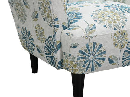Floral Accent Chair - Blue - Wood