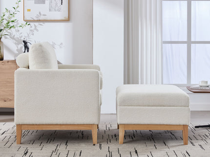 Oversized 360 Degree Swivel Barrel Accent Chair And Ottoman Set With Storage
