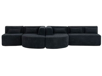 Upholstered Sofa Free Combined Sofa Couch With 2 Chaise Lounge And Five Back Pillows For Living Room