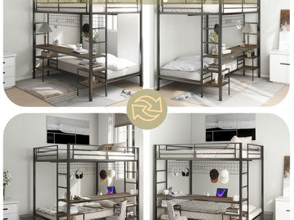 Ethan - Bunk Bed With Desk, Charging Station, Storage Shelves