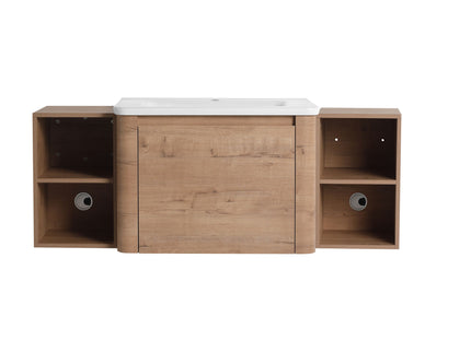 Wall Mounted Bathroom Vanity With Sink, Storage Shelves & Soft Close Door