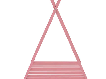 Metal House Platform Bed With Triangle Structure, Low Profile Design
