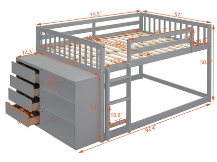 Bunk Bed With 4 Drawers And 3 Shelves