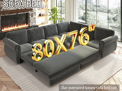 L-Shaped Sofa Couch With Pull-Out Bed