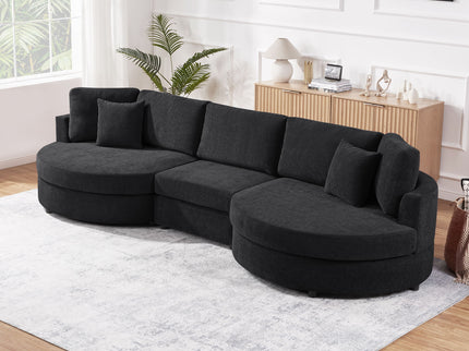Modern 3 Seater Upholstered Sofa With Curved Design
