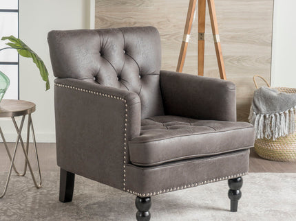 Vitality - Club Chair With Button Tufted Diamond Stitching And Turned Legs