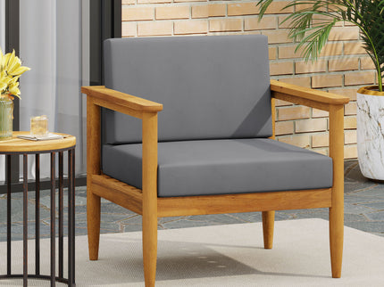 Outdoor Club Chair, Patio Chair With Teak Acacia Wood Frame - Dark Gray