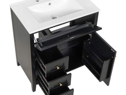 Modern Bathroom Vanity With Sink, 3 Drawers And Adjustable Shelf