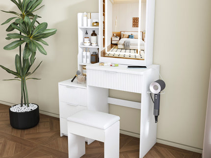 Modern Vanity Desk With 3 LED Lighting Modes, 4 Drawers