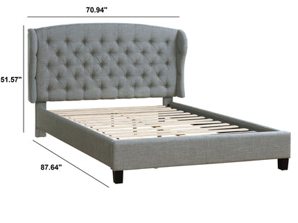 Bed With Adjustable Button Tufted Headboard