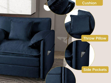 Modern Oversized Deep Seat Sectional Sofa With Pillows