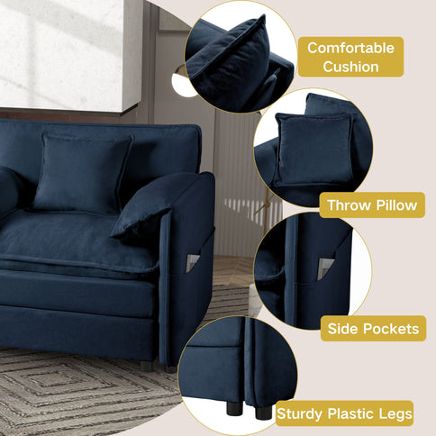 Modern Oversized Deep Seat Sectional Sofa With Pillows