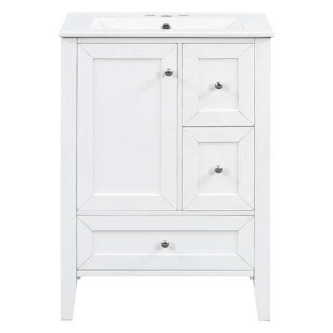 Modern Bathroom Vanity With Sink, Freestanding Cabinet With Drawers And Shelves