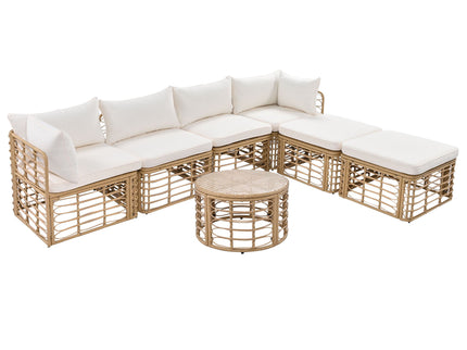 Outdoor Patio Furniture, All-Weather Rattan Sectional Sofa Set With Thick Cushions And Pillows, Freely Combined Conversation Sets For Garden, Backyard, Balcony