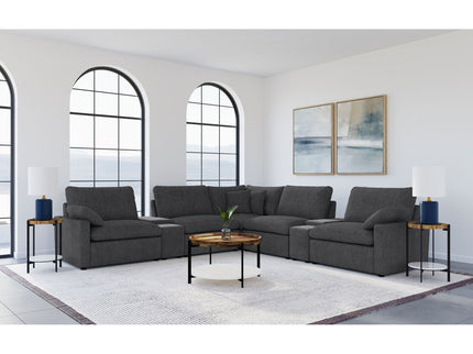 Modular Power Reclining With Lift Top Consoles, 7 Piece Configuration - Dark Gray