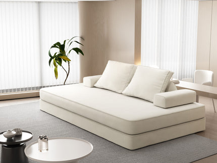 Multifunctional Convertible Sofa Bed With 2 Tumbler Backrests And 2 Pillows, Deep Seat Couch