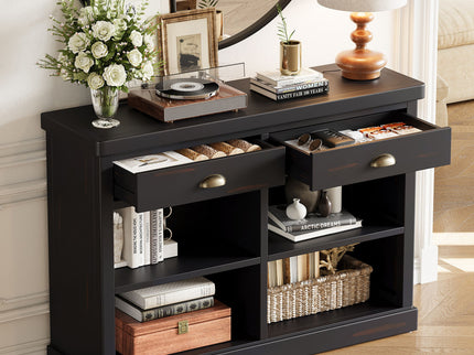 Console Table With 2 Drawers And Open Shelves