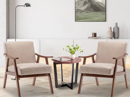 Mid Century Modern Accent Chair With Solid Wood Frame And Extra Thick Backrest