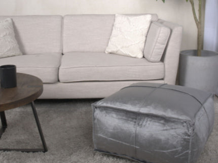 Nati - Square Pouf Ottoman And Floor Cushion - Smoke