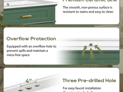 Bathroom Vanity With Ceramic Basin, Soft Close Door And Adjustable Shelves