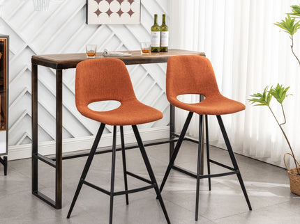 Porth - 28.25" Fabric Kitchen Counter Height Stools (Set of 2) - Orange