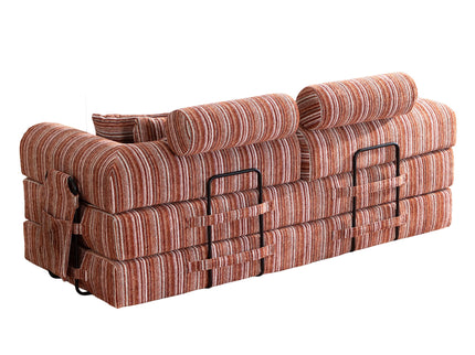 Convertible Sleeper Sofa Bed With High Density Compressed Sponge For Living Room - Red Striped