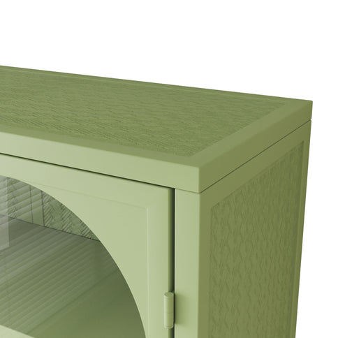 2 Door Wall Cabinet With 3 Tier Storage - Green